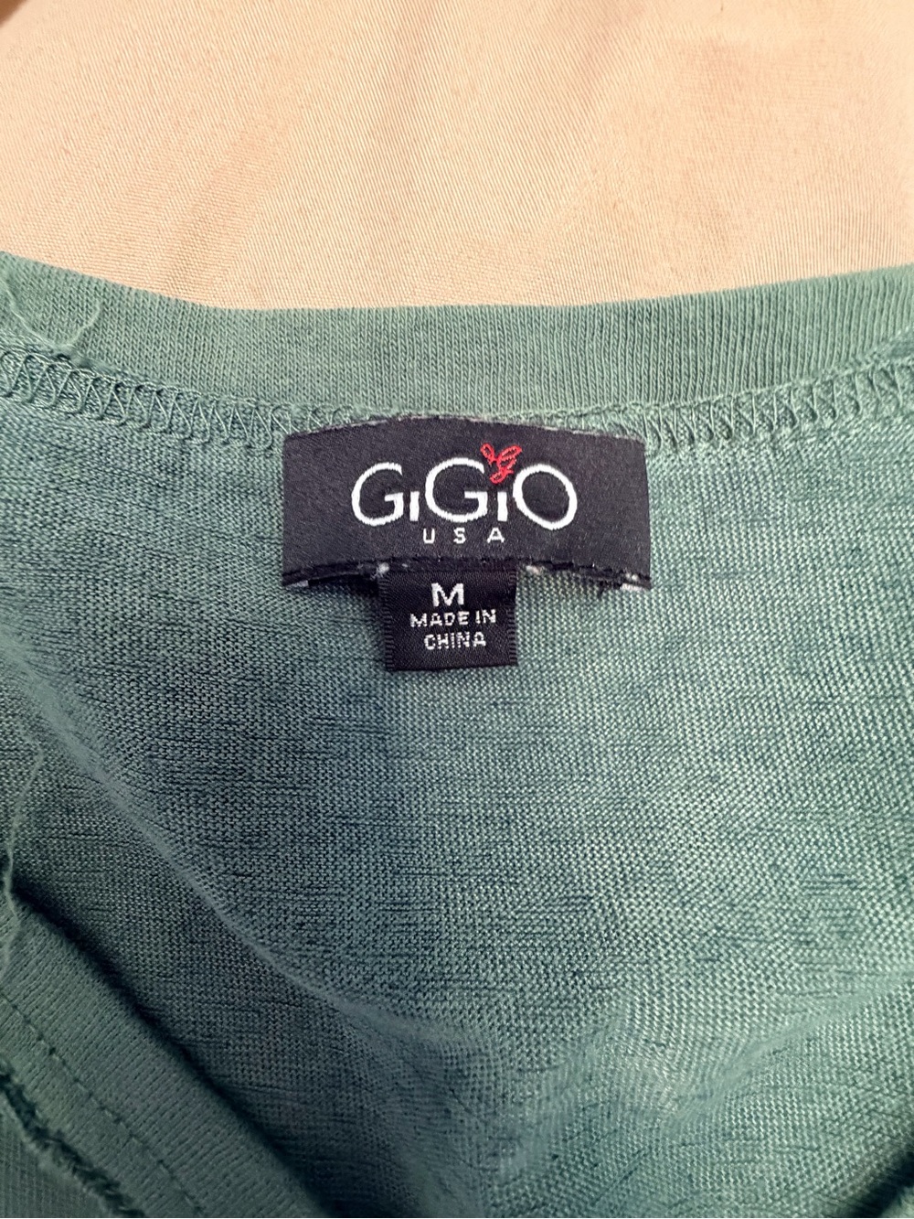 GiGiO Boho Mixed Media Paisley Leopard Lace Bell Sleeve Top Blouse Sage Green M - Picture 5 of 8